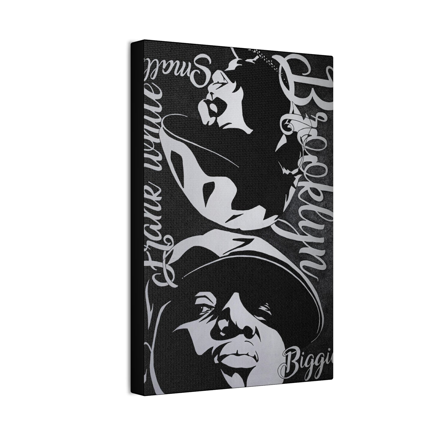 Black and white canvas gallery wrap featuring Biggie Smalls.