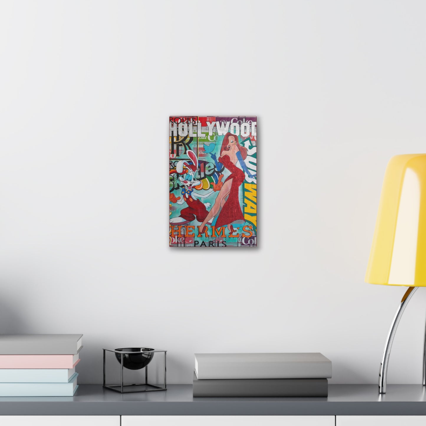 A canvas gallery wrap featuring Roger and Jessica Rabbit with "Hollywood" and "Subway" text.