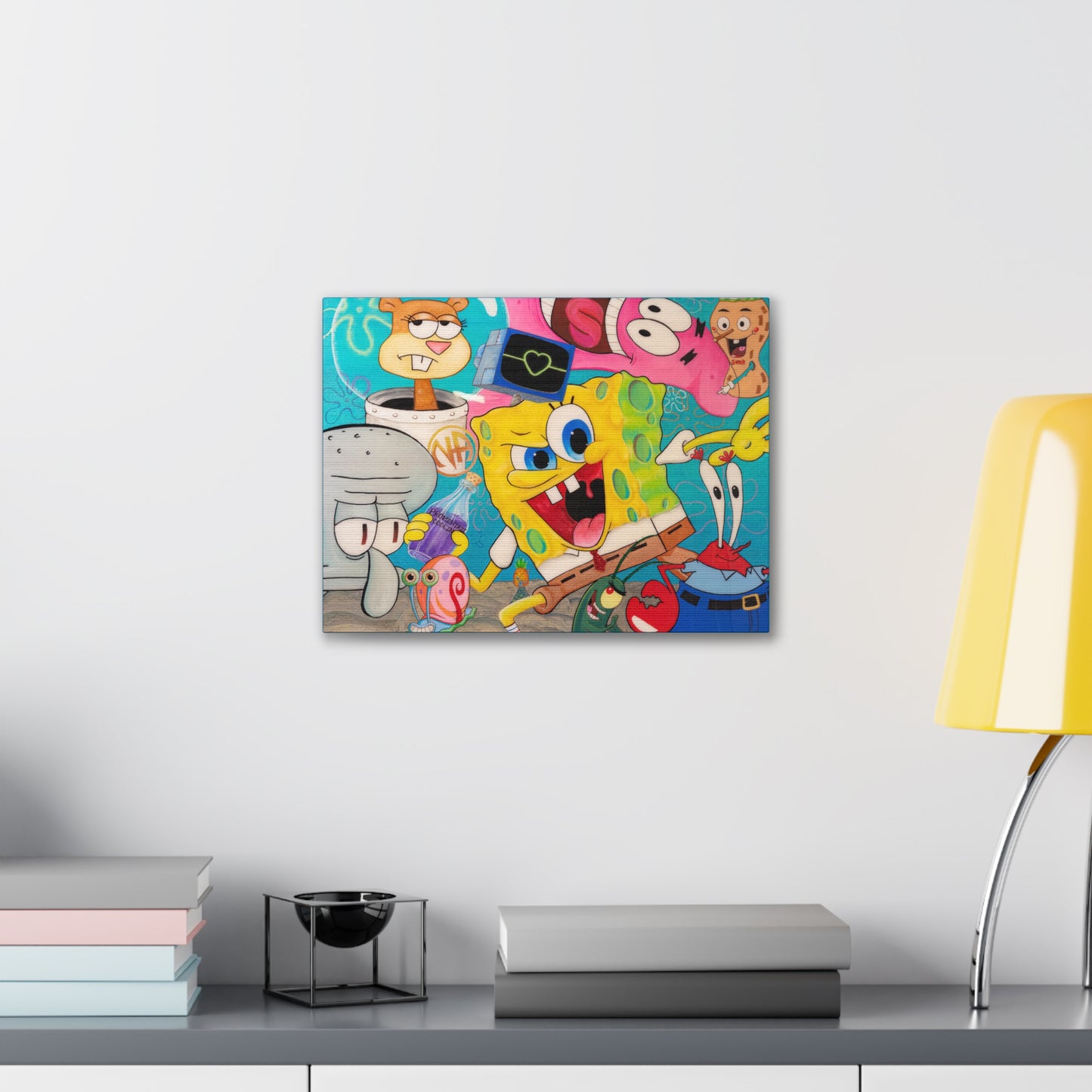 A canvas gallery wrap featuring SpongeBob SquarePants and other characters.