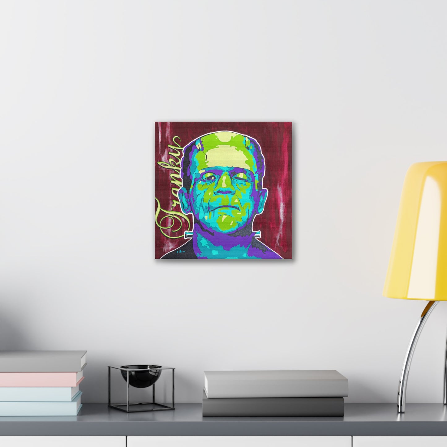 Franky - Canvas Gallery Wrapped featuring a colorful pop art style portrait of Frankenstein.
