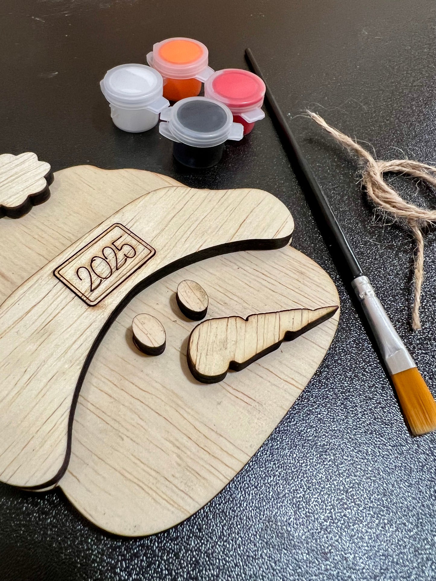 UPaint Snowman Ornament Kit DIY Wood With Paint And Brush