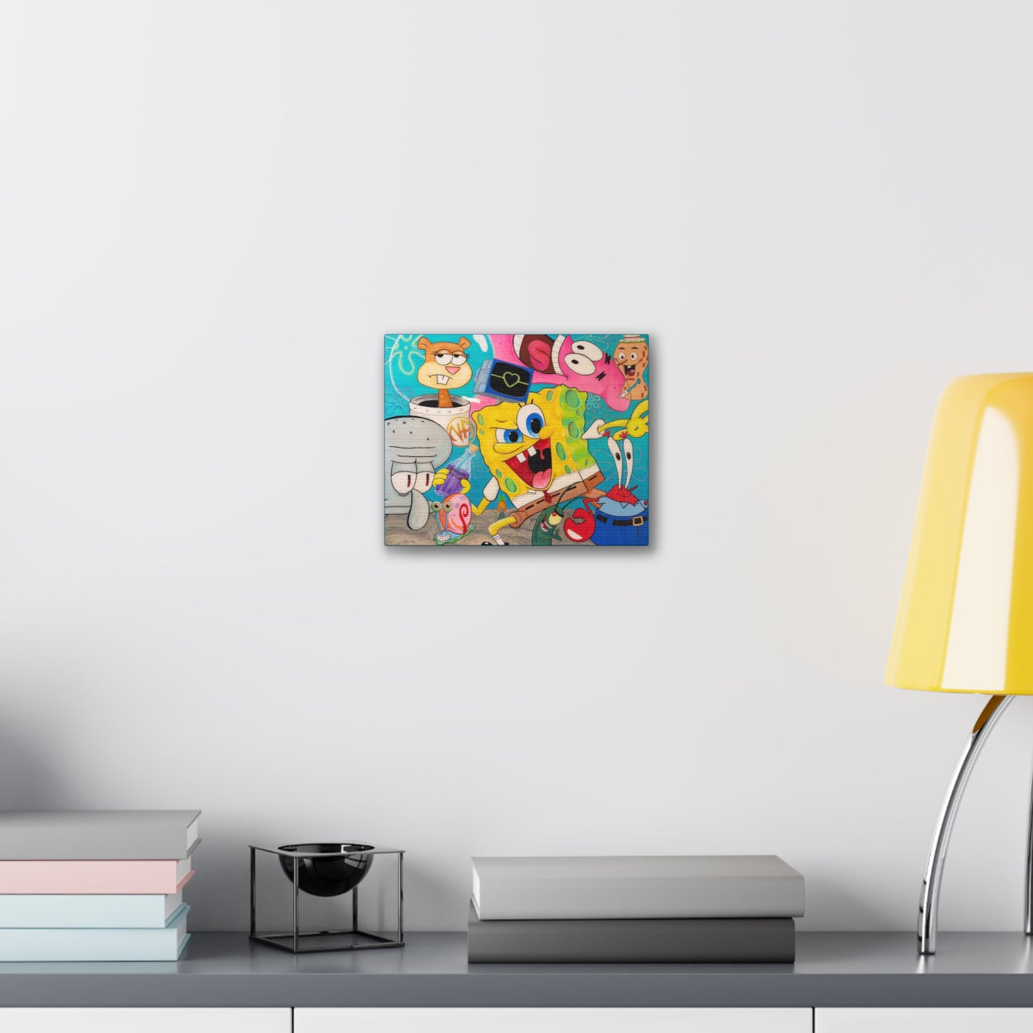 A canvas gallery wrap featuring a colorful Spongebob Squarepants cartoon.