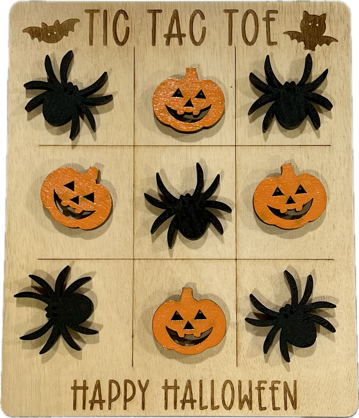 Handcrafted Halloween Wood Tic Tac Toe Game For Families