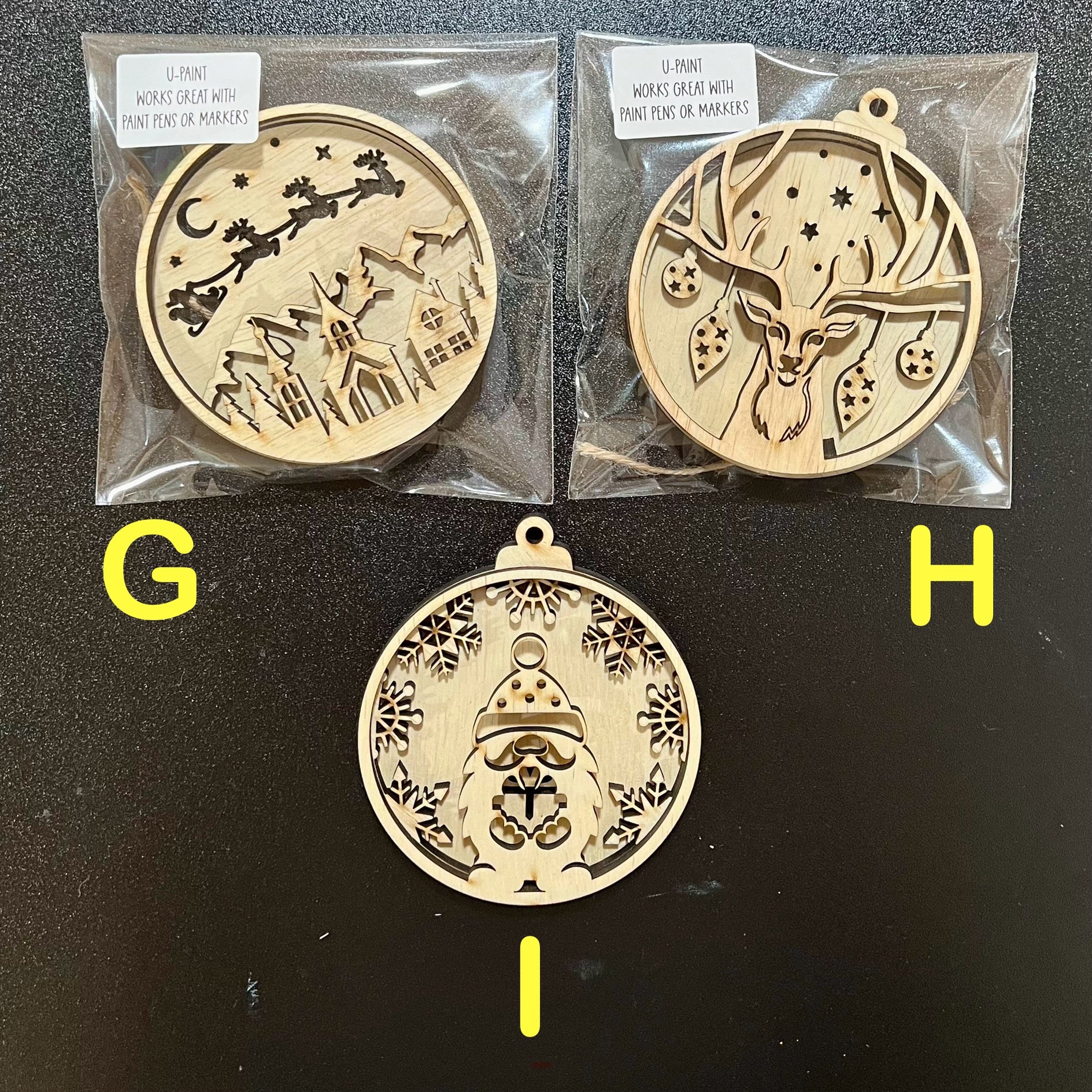 Layered UNFINISHED U-Paint Christmas Ornaments