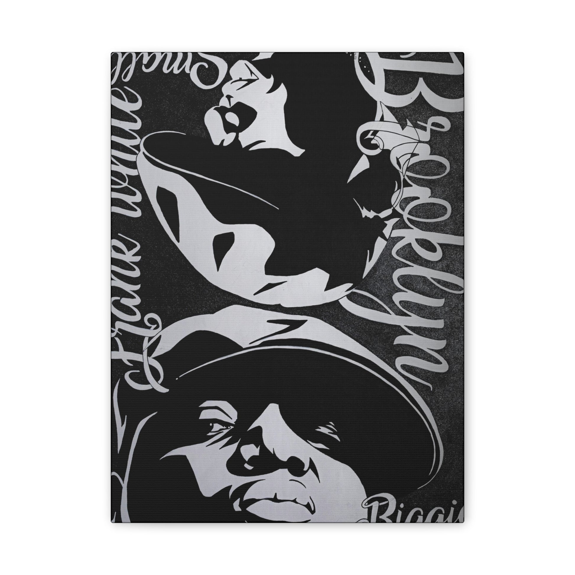 Black and white canvas print featuring portraits of Frank White and Biggie.
