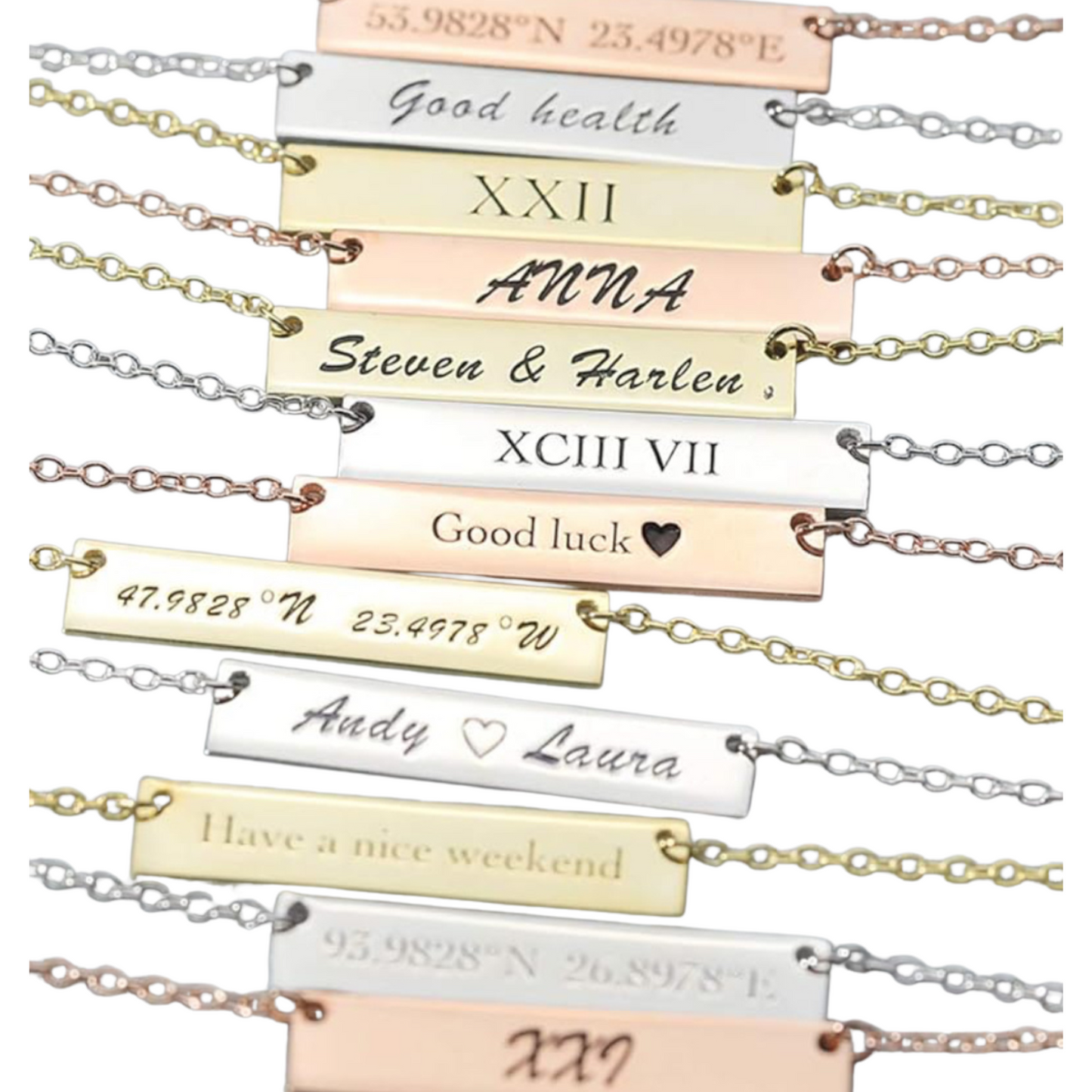 Bar Necklace • Engraved • Personalized
