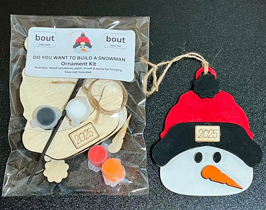 UPaint Snowman Ornament Kit DIY Wood With Paint And Brush