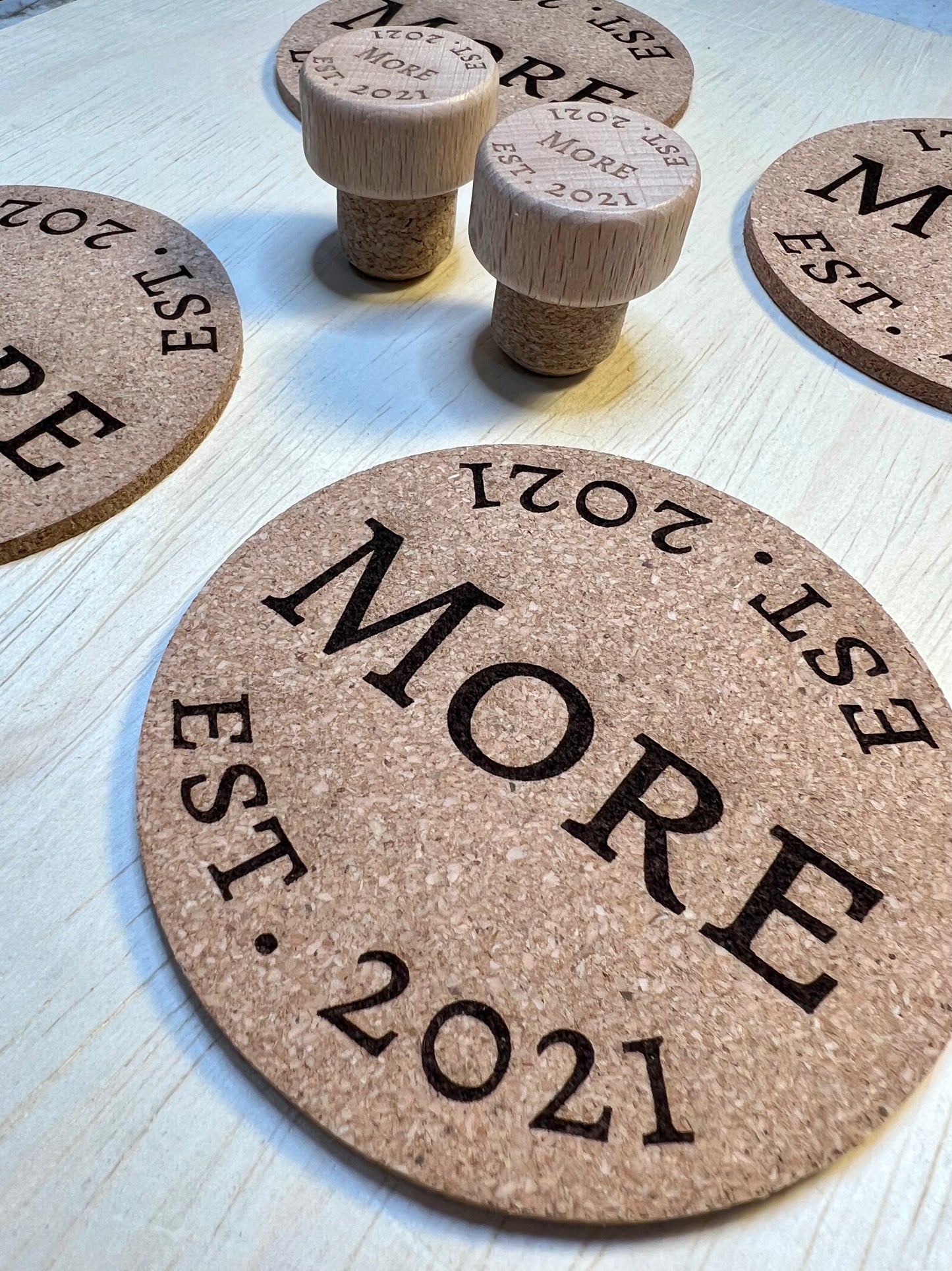 Wine Lover Set - Customized Coasters & Cork Stoppers