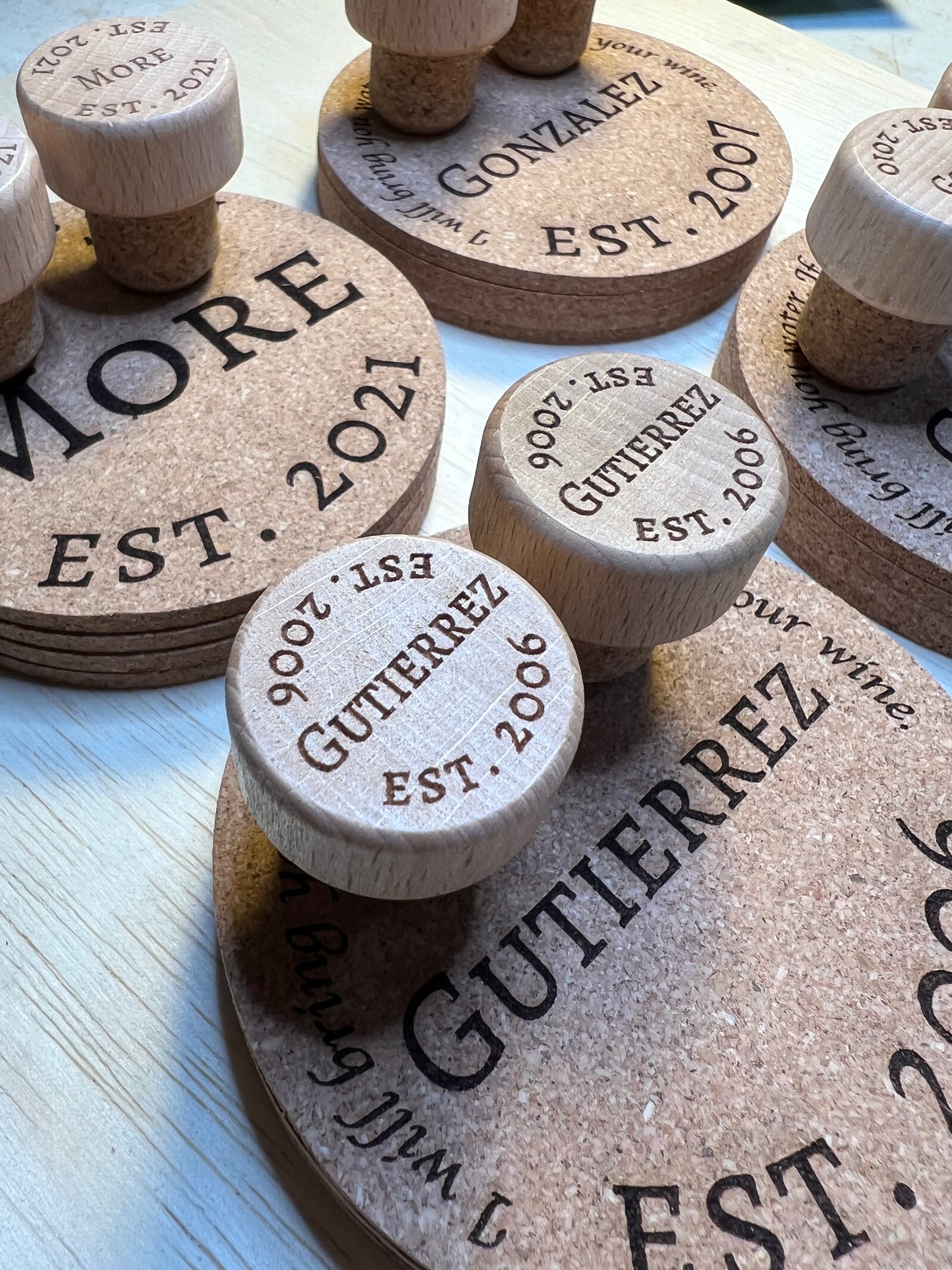 Wine Lover Set - Customized Coasters & Cork Stoppers